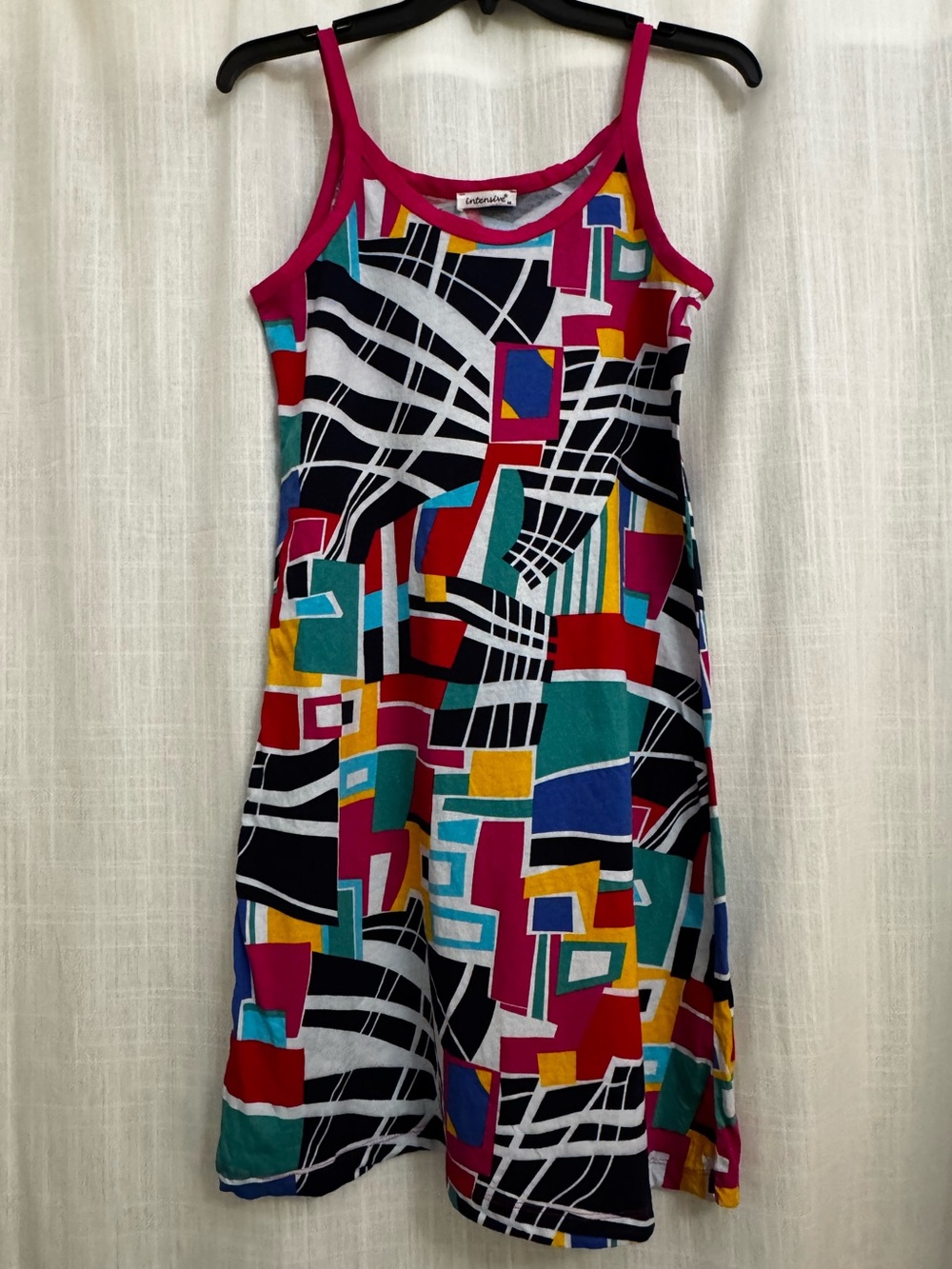Vintage Abstract Geometric Mod Sleeveless Shift Dress Intensive Brand Size M